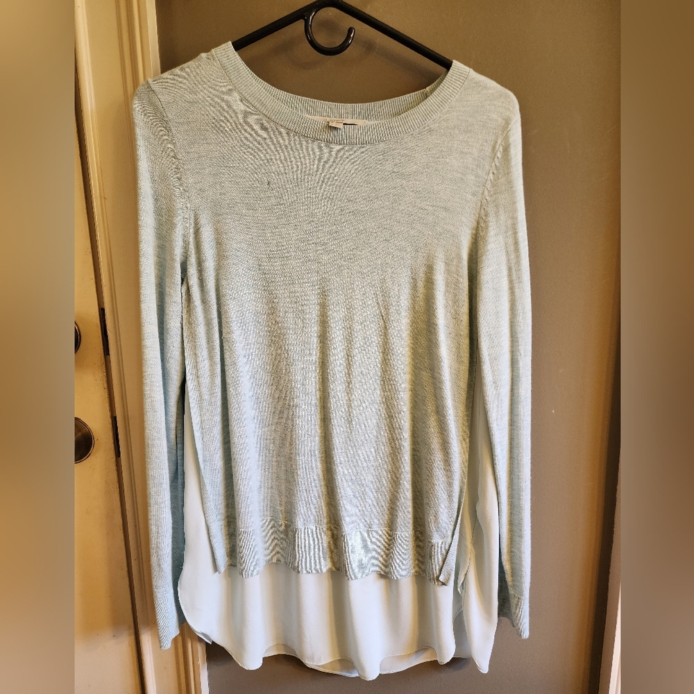LOFT Women's Sweater Light Blue Layered Long Sleeves Size S